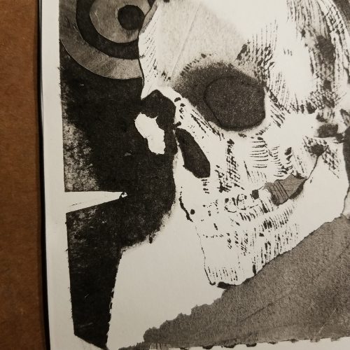 detail of the second skull and circles print