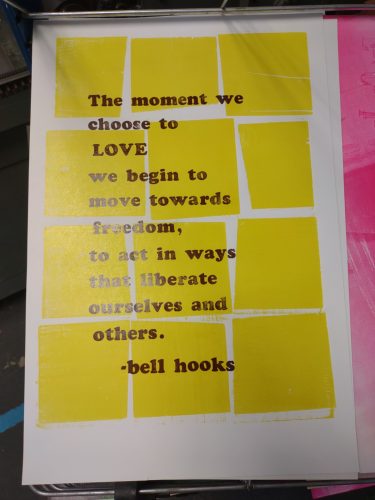 finished print of a bell hooks quote