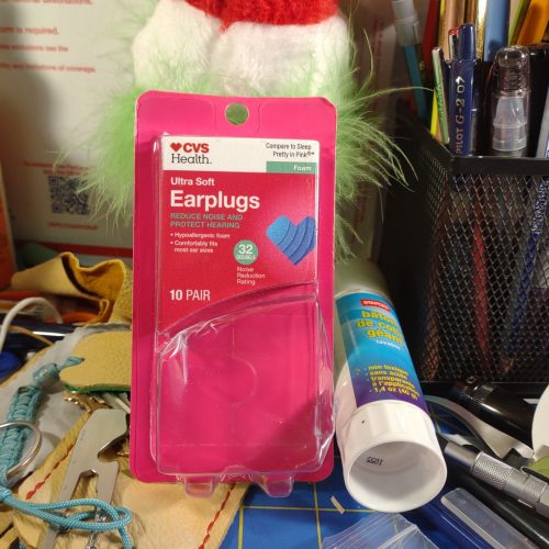 Package of pink earplugs